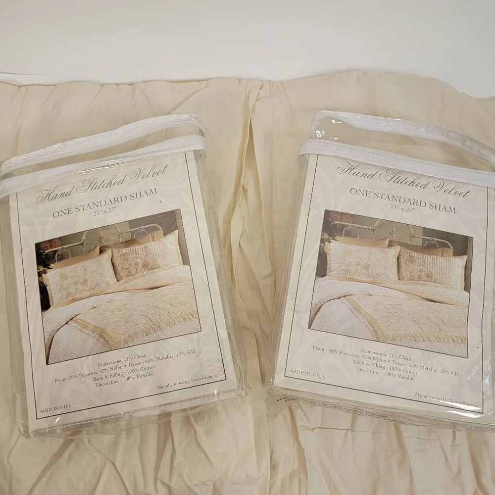 Elegant Cream Taupe Pillow Shams Cover Set 2 Piece 21